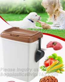 China Supplier Pets Accessories Dog Treat Jars Food Storage Container With Wheels, 5KG/10KG Promotion Plastic Pet Food S