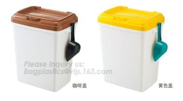 BPA free pet food storage container with wheels, Promotion Plastic Pet Food Storage Container With Bowl container, treat