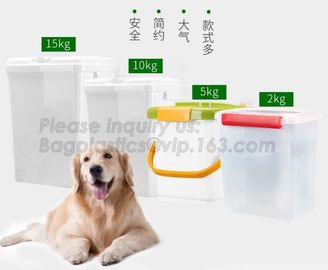 BPA free pet food storage container with wheels, Promotion Plastic Pet Food Storage Container With Bowl container, treat