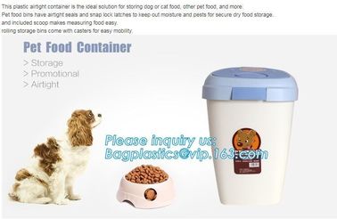 gift pet food container with flap lid, Square Pet Food Large Container / Animal Metal Food Seed Storage Bin, bagplastics