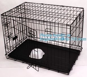 Scratch Resistant and Bite Resistant Bold Foldable Pet Wire Dog Kennels Cages, Folding Steel Dog Cages With Plastic Tray