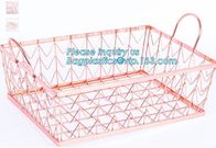 Metal Wire storage basket,rose gold metal wire storage basket for kitchen bathroom office, metal chicken wire storage ba