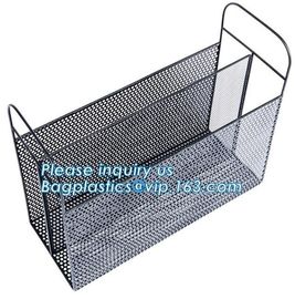 Metal wire magazine office document file holder storage shelf organizer basket, office home organizer tabletop desk top