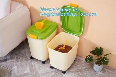 Promotion Plastic airtight lid Pet Food Storage Container, 40L /15KG Large Rectangle Shape Plastic PET Dog Food Containe