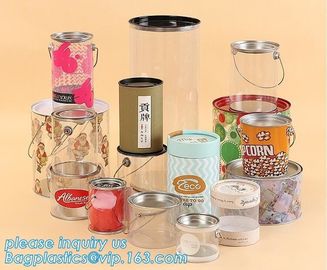 OEM ODM Accepted 680ml Plastic PET Clear Round Can For Mint Storage,Clear 1 gallon PET paint can & lid with metal handle