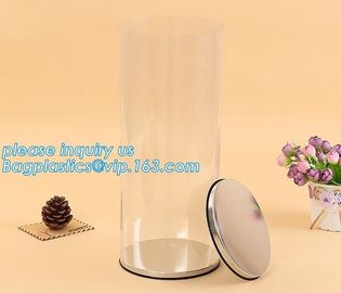 clear PVC PET can for food canning,Customized round clear paint can with tin lid,paint can with tin top & bottom and han