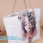 Promotional custom portrait printing lady shoulder bag,cotton canvas shopping tote bag with cotton rope handle bagease p