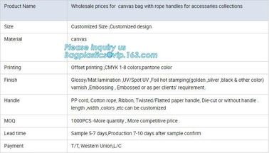 wholesale prices for canvas bag with rope handles for accessaries collections, hanging bags,Rational Construction Gracef