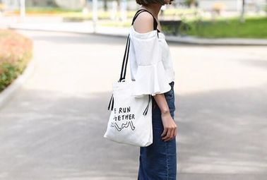 Fashionable Promotional White Cotton Cloth Handled Shopping Bag,Eco reusable custom promotional cotton canvas food pouch