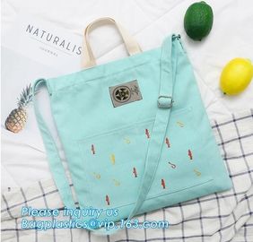 Eco-friendly durable handles Standard size cotton promotional tote shopping bag for Custom printing,Contrast Handles Nat