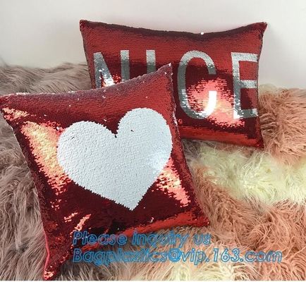 Cushion cover decorative Sequin pillow,Mermaid reversible sequin pillow cover,Digital Print blank DIY Plain White cushio