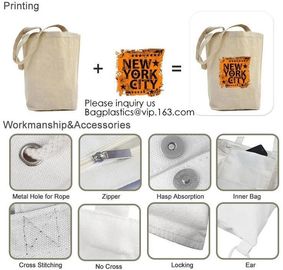 Totebag Cheap Custom Large Handle Market Shopping Cotton Bags For Food Fruit Customized Cheap Eco Silk Screen Printing L