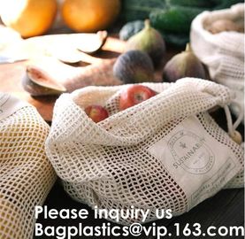 Bulk Cheap Shopping Mesh Cotton Bag for Fruits Vegetable Grocery Shopping Mesh Net Braided Bags Pure Organic Cotton Eco