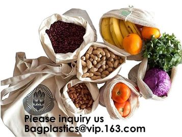 Reusable Produce Bags of Unmatched Quality - Natural Cotton Mesh is Biodegradable,Cotton Packing Bags For Fruit & Vegeta