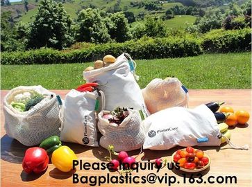 Reusable Produce Bags of Unmatched Quality - Natural Cotton Mesh is Biodegradable,Cotton Packing Bags For Fruit & Vegeta