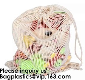 Cotton Packing Bags For Fruit & Vegetables, Organic Cotton Mesh Bags, Drawstring Cotton Net Bags, bagease, bagplastics