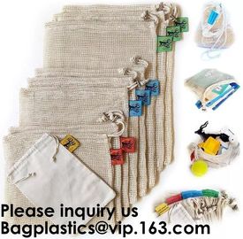 Cotton Packing Bags For Fruit & Vegetables, Organic Cotton Mesh Bags, Drawstring Cotton Net Bags, bagease, bagplastics