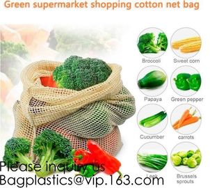 Green Supermarket Shopping Cotton Net bags, Mix Color Narrow Long Handle Cotton Net Shopping Bag, Bagease, Bagplastics