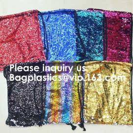 Customized Sublimation Sequins Drawstring Bag Black And White Backpack Bag,Reversible Bling Customized Sequin Drawstring