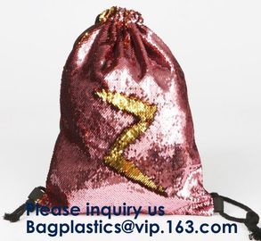 Amazon Hot Sale Strapping Mermaid Reversible Sequin Drawstring Bag, Wholesale Polyester Custom LOGO Sequin, Sequins, Paillet