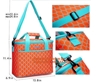 Large Soft Cooler Insulated Picnic Bag for Grocery, Camping, Car, Bright Orange Color, food packing insulated Aluminum