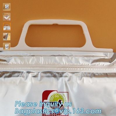 Reusable aluminium foil thermal insulation material cooler bag for picnic with Strapping tape closure,foil insulated thermal