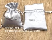Custom Gold Pink Satin Hair Extension Packaging Bag,Soft And Shinny White Silk Drawstring Pouch For Packaging bagease