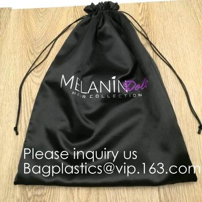 Large Black Satin Dust bag,Rose Gold Satin Drawstring Bag For Jewelry,Black Satin Drawstring Bag With Gold Printing