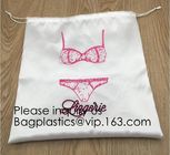 Customized Drawstring Cup Holder Bag,White Satin Bag With Rose Gold Printing And Ribbon, swimwear, underwear package pac