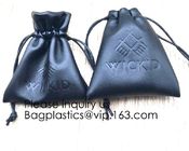 Custom Logo Acceptable Multi Sizes Black Drawstring PU Leather Promotional Gifts Pouches Bags Jewelry, Gift,Hair, Shoes,