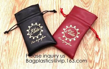 promotional fancy small waterproof black pu drawstring leather bag for money,logo making for promotion PU drawstring bag