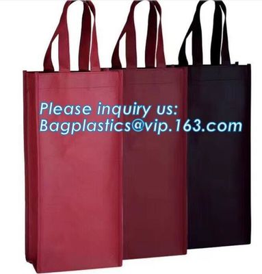 Custom printed non woven drawstring bag for wine, Custom Heavy Duty Non Woven 6 Bottles Carrier Packaging Divided Wine T