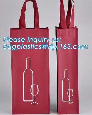 laminated non woven 6 bottle wine tote shopping bag, Custom Promotional wine shopping tote fabric polypropylene laminate