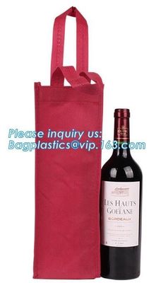 laminated non woven 6 bottle wine tote shopping bag, Custom Promotional wine shopping tote fabric polypropylene laminate