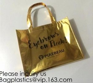 Golden pac Bling Bling Glossy Durable Reusable Medium Non-woven Gift Bag Set Of 5,Shopping Bag,Promotional Bag Silvery