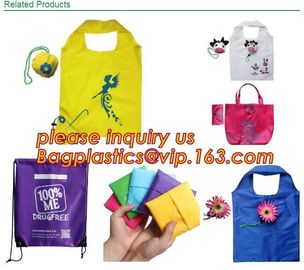 Cheap Cute Reusable Bags bolsas ecologicas plegables Printing Foldable Polyester Drawstring Shopping Bags bagplastics ba