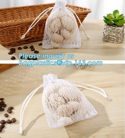 china factory promotional white cotton nylon mesh drawstring raschel bag for dry fruit storage, nylon mesh bags, bagease