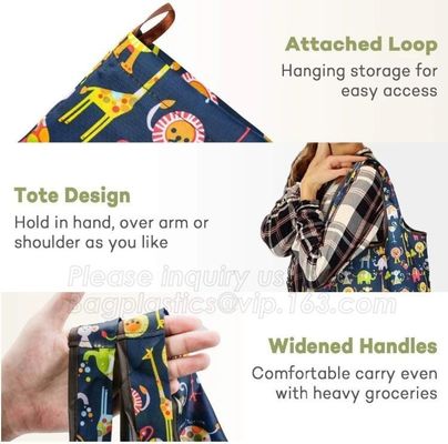 ECO Friendly nylon grocery shopping bag, tote bag shape with chic pattern,fold up for easy storage,widened handles, boat