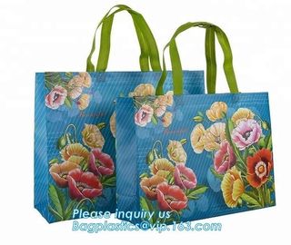 Factory custom recyclable folding laminated pp non woven bag shopping with heat transfer printing non woven fabric carry