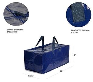 Travel Tote Should Handle Bags, Grid Bag with Zipper 160 GSM Big PP Laminated Non Woven Zipper Bag Large Luggage Bag