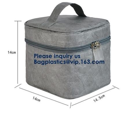 Recycle Food Grade Reusable Insulated Cooler Brown Tyvek Paper Lunch Bag With Magnetic Closure, Food Delivery Tyvek Cool