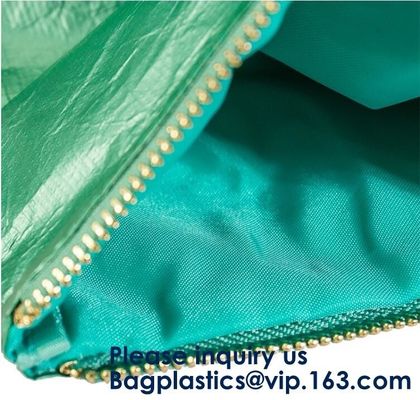 Fashion Waterproof Wear Resistant Eco Friendly Breathable Reusable Tyvek Zipper Cosmetic Bag For Women, Bagease, Bagplas