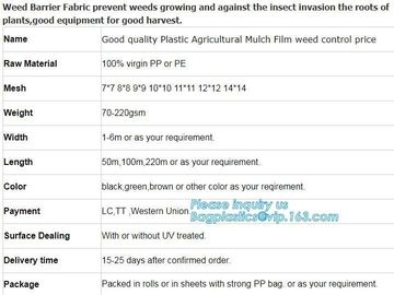 plastic agricultural mulch film, weel control fabric roll,prevent weed growing,weed barrier fabric,Weed Control Folding