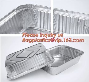 Custom Printing Logo Disposable Rectangular Aluminum Foil Food Takeaway Container with paper lid,Disposable Durable Alum