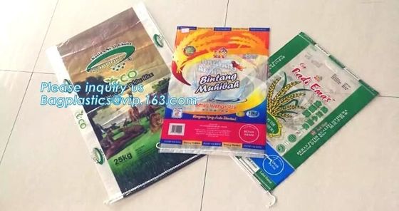 pp woven bag supplier BOPP laminated waterproof plastic transparent 10kg/25kg/30kg/50kg packing rice bag, BAGPLASTICS, P