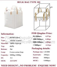 Type A polypropylene fibc big bag recycle jumbo super big bags 1500 fabric woven bulk fertilizer pe liner pp jumbo bags