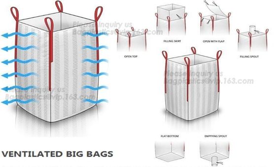 Flat bottom open mouth virgin PP woven bags 1000kgs 1 ton jumbo bags big fibc bulk bag for packing,breathable pp woven b