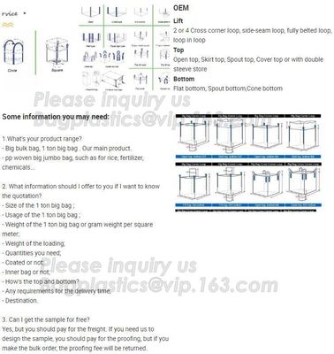 bulk bag for cement ton bag 100% pp woven big jumbo bag reinforce FIBC,Factory directly sell pp woven big bags of Bottom