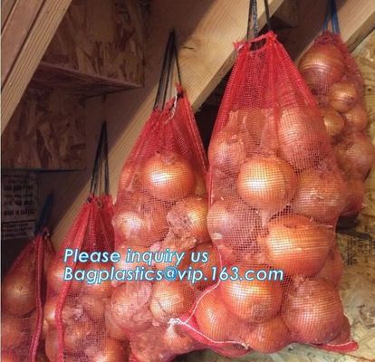 45*75cm Orange Russia PE Knitted plastic raschel leno mesh packing bags for Agriculture fruit vegetable onion garlic cab