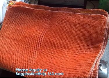 30x47cm gold yellow HDPE material raschel mesh bags for packing cabbage with hand,Orange onion potato vegetable fruit pa